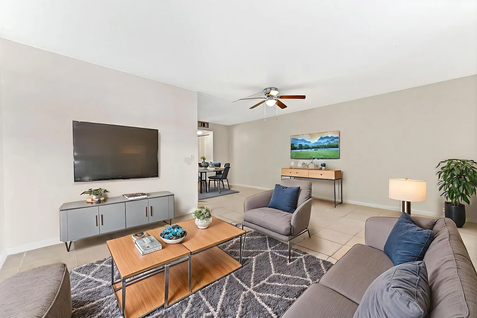 Finished living room interior by Becotte Construction